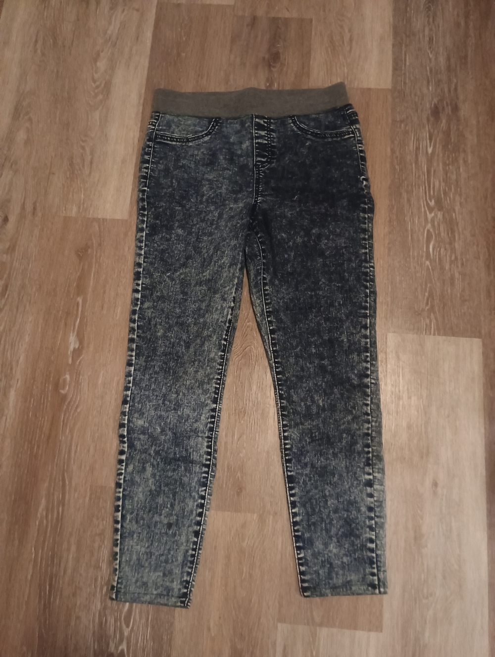 No Boundaries Girl Mid Rise Acid Wash Skinny Jegging Blue Stretch Size M ( 7-9) - Picture 2 of 12